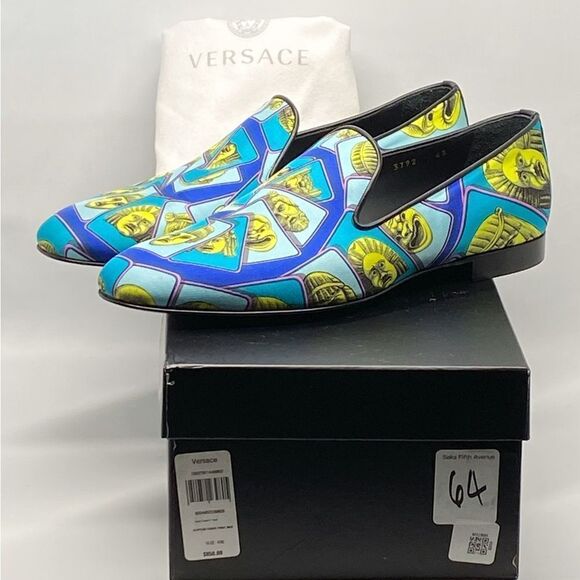 Versace Masks Print Silk Twill Loafer size 43/us size 10 - Picture 10 of 13
